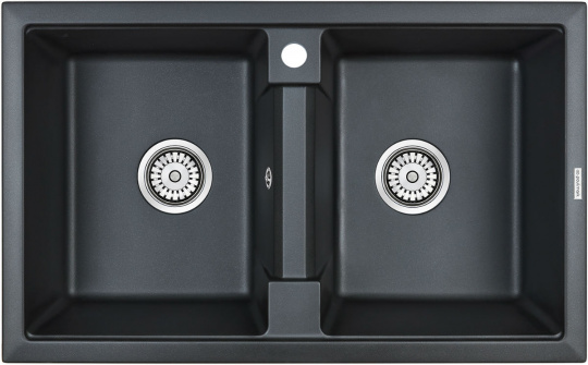 Мойка для кухни Paulmark Tandem 80/2/Zwilling PM238150-BLM черный металлик