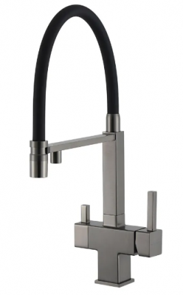 Смеситель для кухни с гибким изливом Gappo G4395-59 оружейная сталь
