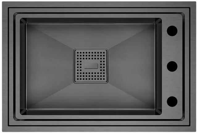 Скрытая мойка для кухни Goccia Moderno 6443NS, черный, аксессуары в комплекте