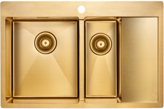 Мойка для кухни Paulmark Union PM537851-BGL чаша слева, PVD, брашированное золото