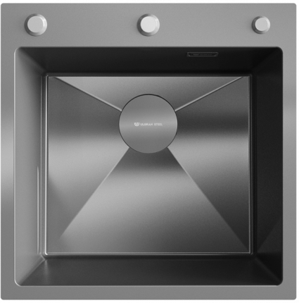 Мойка для кухни Ulgran STEEL 500x500 черная брашированная сталь