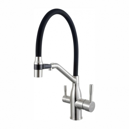 Смеситель для кухни с гибким изливом Frap F4397-5 сатин