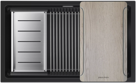 Мойка для кухни Paulmark IT-GRANIT LUMI-MULTI SINK 74 UNI, артикул LU-MULTI 74-BLM черный