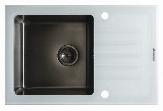 Мойка для кухни Seaman Eco Glass SMG-780W Gun, вентиль-автомат