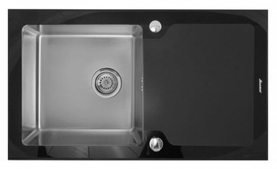 Мойка для кухни Seaman Eco Glass SMG-860B Black, вентиль-автомат