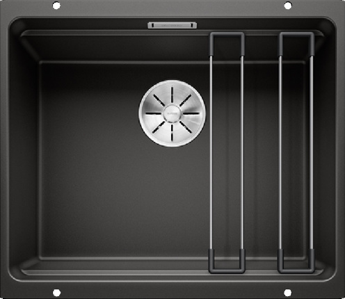 Мойка для кухни Blanco Etagon 500-U черный, отводная арматура InFino®