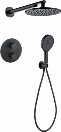 Душевая система скрытого монтажа Grocenberg GB5093BL Чёрный матовый с Термостатом