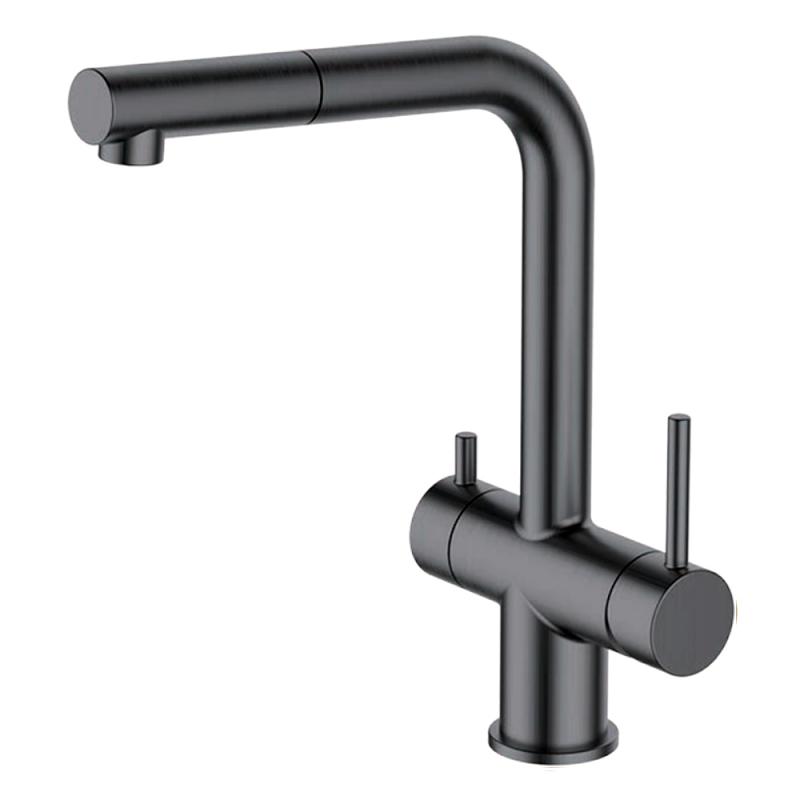 Смеситель для кухни со встроенным фильтром (краном) под питьевую воду Gappo G97 G4397-79 оружейная сталь