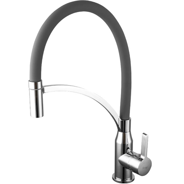 Смеситель для кухни с гибким изливом Frap F4552 хром/серый