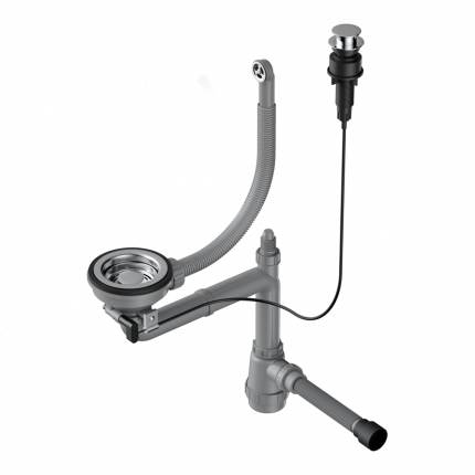 Арматура с клапаном-автоматом для одночашевых моек с круглым переливом