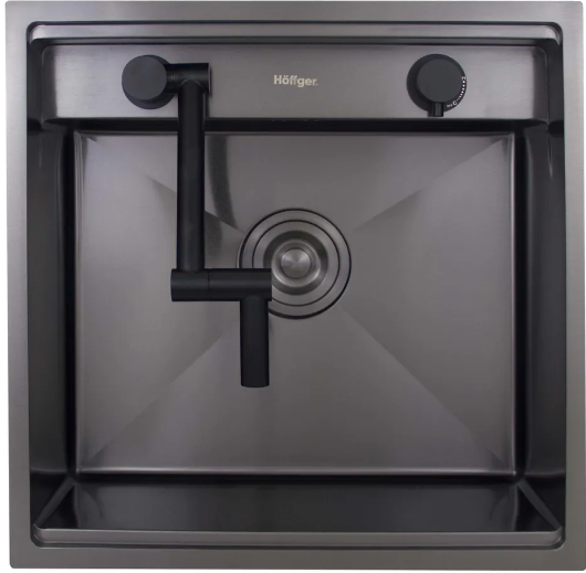 Комплект мойка и смеситель для кухни с аксессуарами Hoffger Klape HFG 5050BK Black