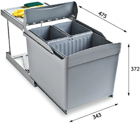 Система сортировки мусора Alveus Albio 30 1x16 L+2x7.5 L