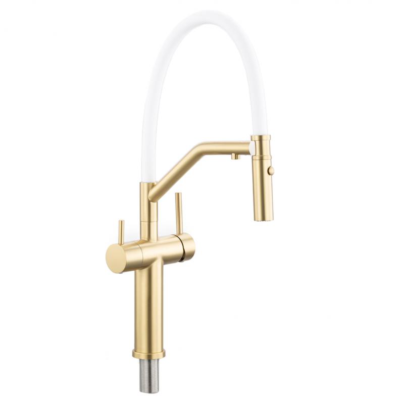 Смеситель для кухни с гибким изливом Gappo G4399-83 золотой сатин