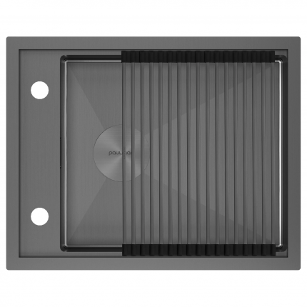 Мойка для кухни Paulmark SHELF 58 UNI PM725846-GM вороненая сталь