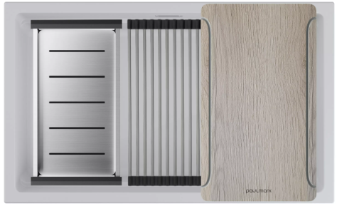 Мойка для кухни Paulmark IT-GRANIT LUMI-MULTI SINK 74 UNI, артикул LU-MULTI 74-WH белый