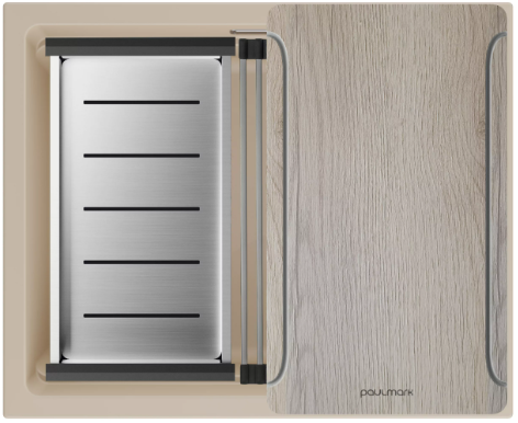 Мойка для кухни Paulmark IT-GRANIT LUMI-MULTI SINK 55 UNI, артикул LU-MULTI 55-LA латте