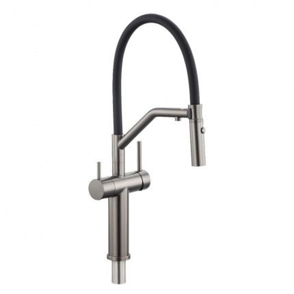 Смеситель для кухни с гибким изливом Gappo G4399-89 оружейная сталь