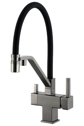 Смеситель для кухни с гибким изливом Gappo G4395-69 оружейная сталь