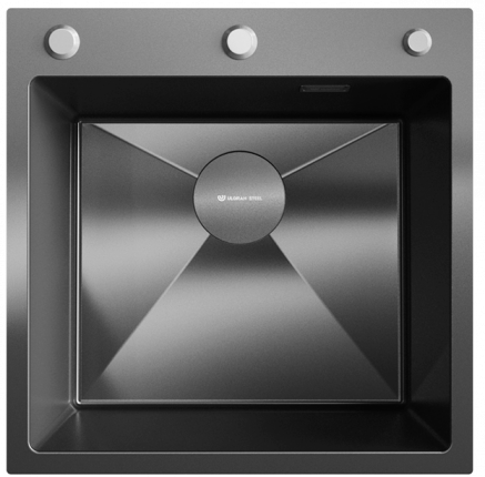 Мойка для кухни Ulgran STEEL 500x500 вороненая сталь