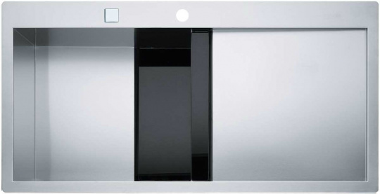 Мойка Franke Crystal Line CLV 214 черное стекло, чаша слева, вентиль-автомат
