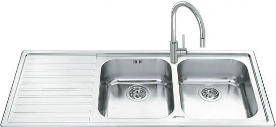 Мойка Smeg LM116S-2 нержавеющая сталь микродекор, крыло слева