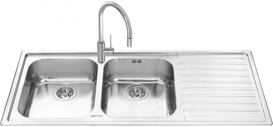 Мойка Smeg LM116D-2 нержавеющая сталь микродекор, крыло справа