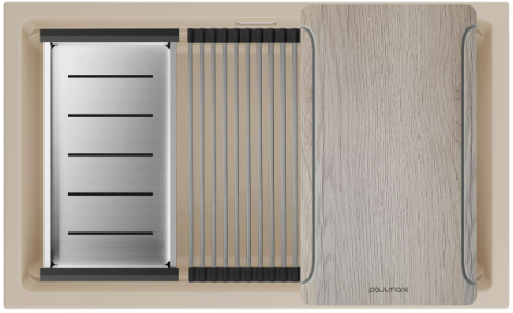Мойка для кухни Paulmark IT-GRANIT LUMI-MULTI SINK 74 UNI артикул LU-MULTI 74-LA латте