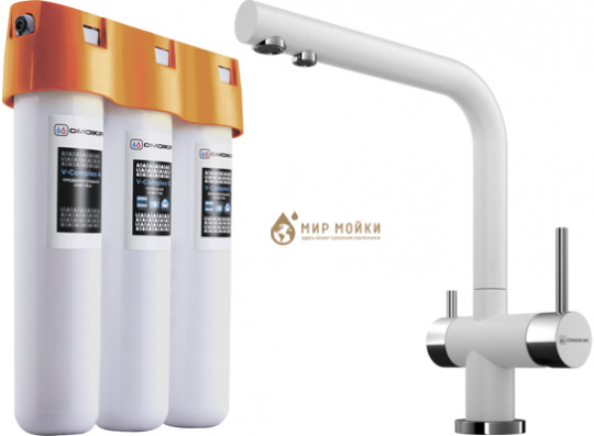 Комплект Omoikiri. Смеситель Nagano WH белый + Фильтр Pure Drop Lite