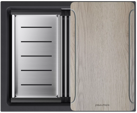 Мойка для кухни Paulmark IT-GRANIT LUMI-MULTI SINK 55 UNI, артикул LU-MULTI 55-BLM черный