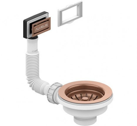 Alveus Monarch Выпуск для мойки 3 1/2 c рамкой и заглушкой (гофра), медь