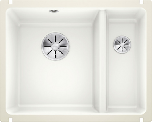 Мойка Blanco Subline 350/150-U керамика, глянцевый белый, отводная арматура InFino®