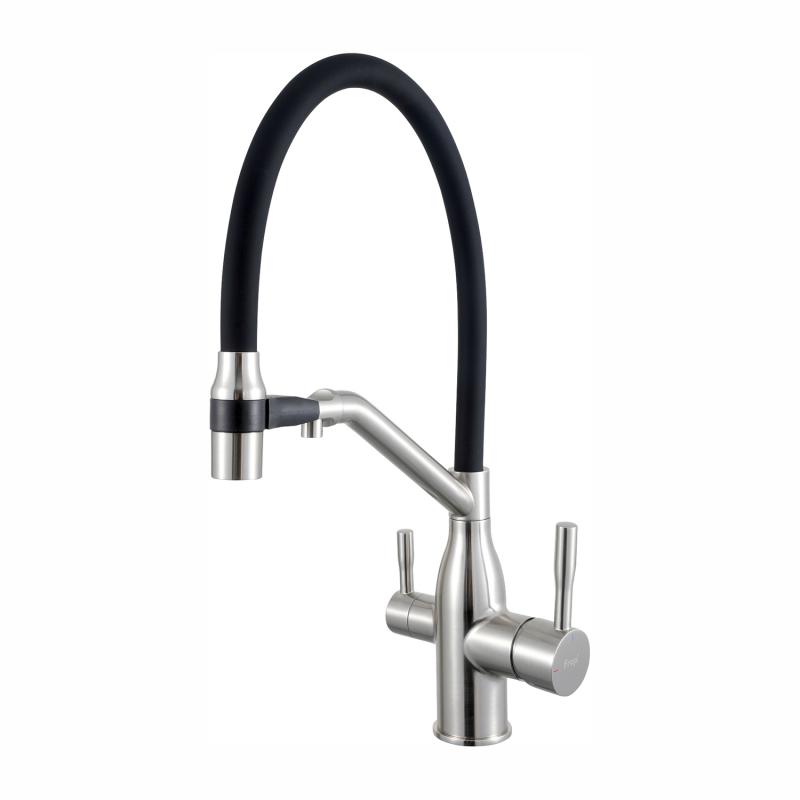 Смеситель для кухни с гибким изливом Frap F4397-5 сатин