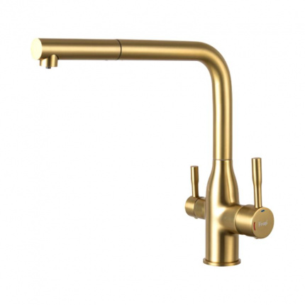 Смеситель для кухни с выдвижным изливом Frap F4396-33 золотой сатин