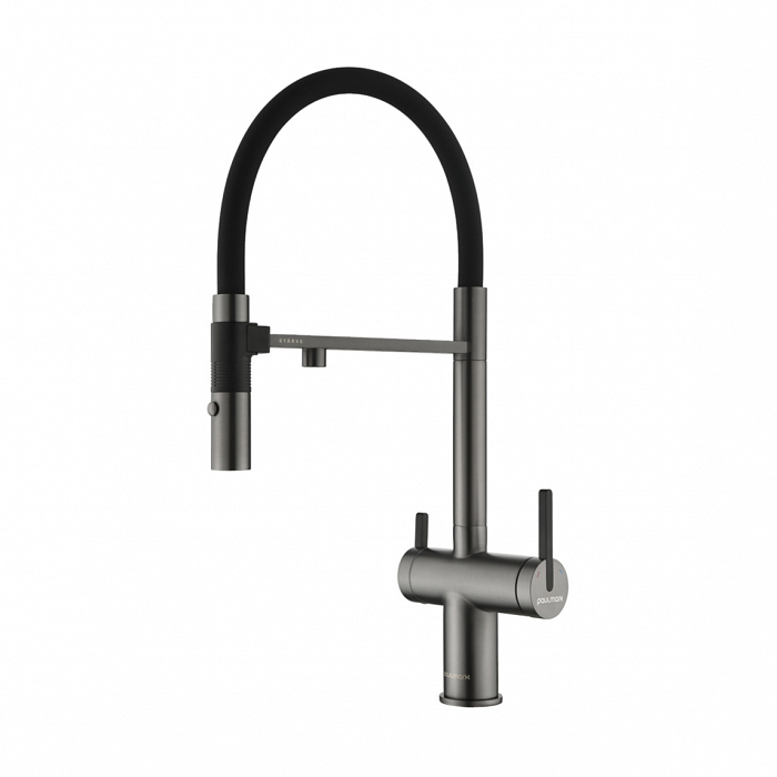 Смеситель для кухни Paulmark Gravity Gr213888-GM   Вороненая сталь