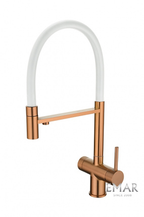 Смеситель для кухни Emar ЕС - 7024WHT PVD Coppery