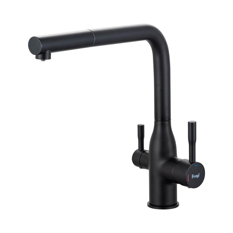 Смеситель для кухни с выдвижным изливом Frap F4396-36 черный