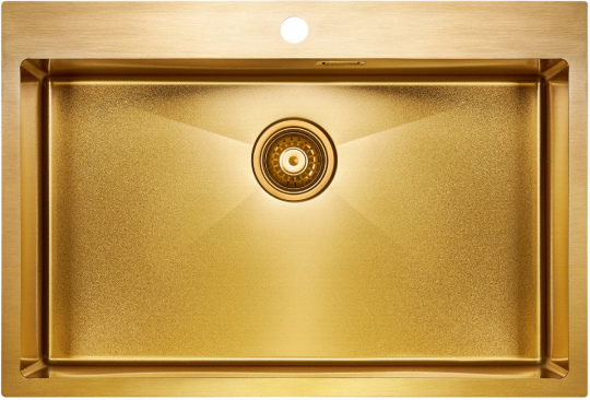 Мойка для кухни Paulmark Saar PM807551-BG, брашированное золото, PVD