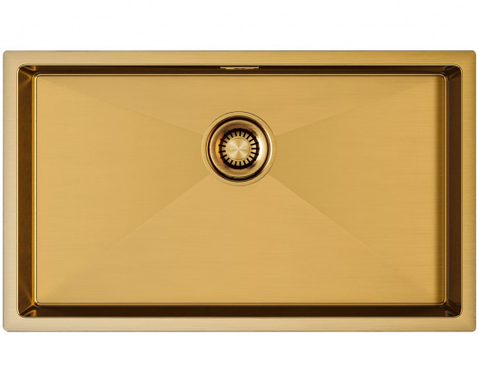 Мойка для кухни Paulmark Koher PM807444-BG, брашированное золото, PVD