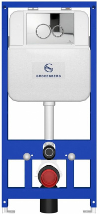 Инсталляция для унитаза с кнопкой для смыва Grocenberg GS3050-KP3090CR хром