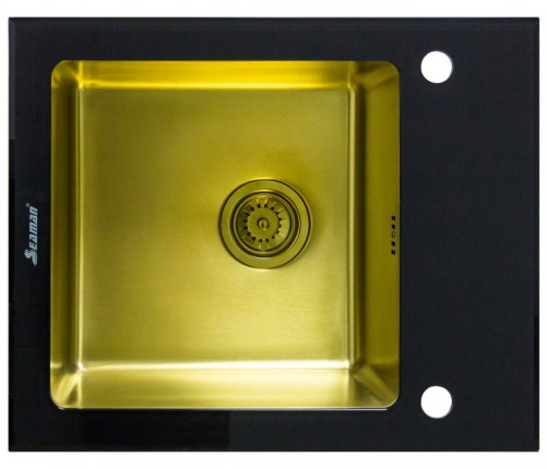 Мойка для кухни Seaman Eco Glass SMG-610B-Gold, вентиль-автомат