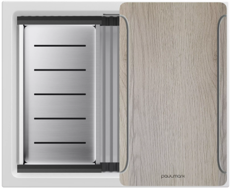 Мойка для кухни Paulmark IT-GRANIT LUMI-MULTI SINK 55 UNI, артикул LU-MULTI 55-WH белый