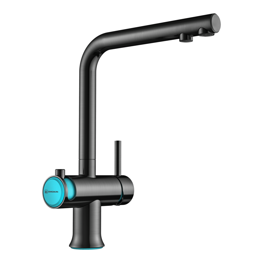Смеситель для кухни Omoikiri Hotaru GM-B вороненая сталь, голубой