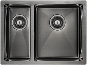 Мойка для кухни Paulmark Zusat PM225944-GMR, чаша справа, PVD, вороненая сталь
