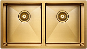 Мойка для кухни Paulmark Twin PM237844-BG, брашированное золото, PVD