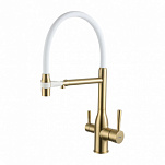 Смеситель для кухни с гибким изливом Frap F4398-3 золотой сатин