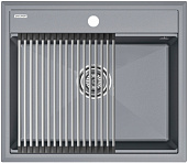 Мойка для кухни Paulmark Stepia-60 PM115951-GRM серый металлик в комплекте с ролл-матом