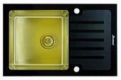 Мойка для кухни Seaman Eco Glass SMG-780B Black Gold, вентиль-автомат