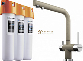 Комплект Omoikiri. Смеситель Nagano CA карамель + Фильтр Pure Drop Lite