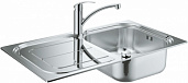 Комплект Grohe. Мойка K300 нерж. сталь матовая + Смеситель Eurosmart new хром