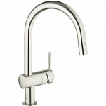 Смеситель для кухни Grohe Minta с выдвижным C-изливом, суперсталь (32321DC0)